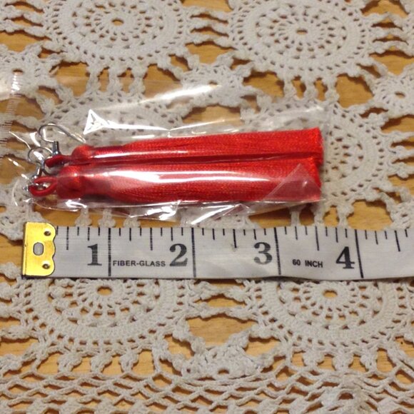 Tassel Earrings, new. Red - Picture 3 of 3
